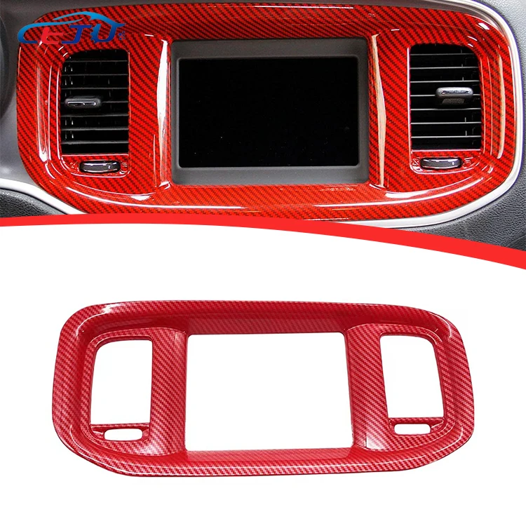 Car Accessories Car Air Conditioning Outlet Decoration Dashboard DVD Navigation Screen Frame Cover Trim For Dodge Charger 2015+