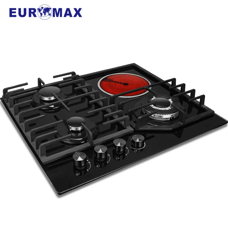 
Hot selling household glass gas hob with 3 gas 1 electric burner 