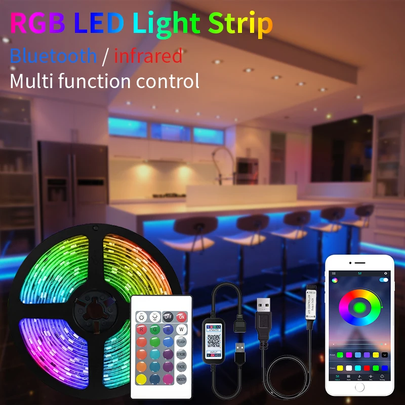 5050 RGB TV Background Light USB Smart Phone APP Music Controller RGB Smart LED Light Strip