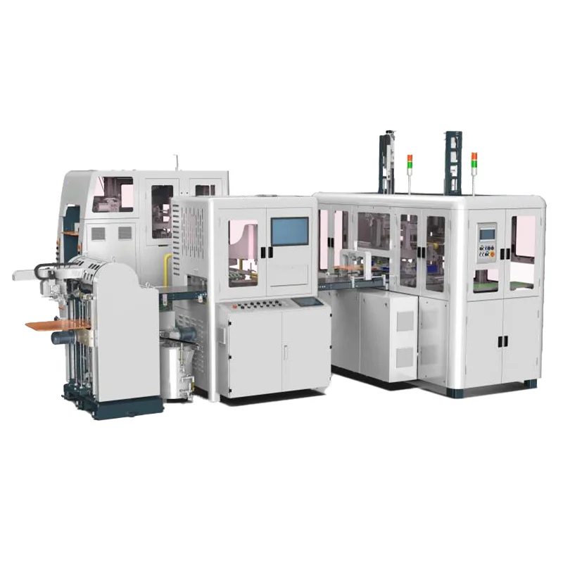 Semi-automatic Box Making Machine , Automatic Gluing and Spotting Machine for Rigid Boxes, Small Size grey board Packaging