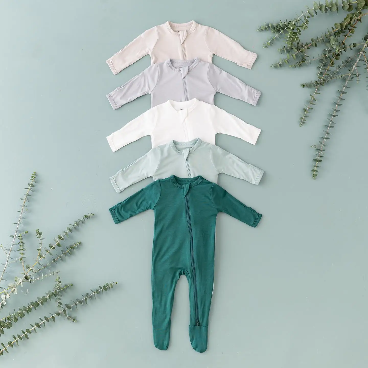 Wholesale Baby Bamboo Zipper Romper Bodysuit Bamboo Clothes for Baby Bamboo Baby outdoor clothes