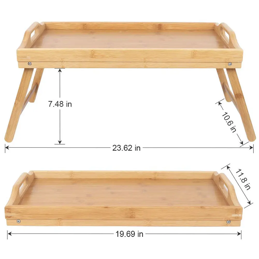 Wholesale Bamboo Computer Tray Bamboo Portable Snack Table With Folding Legs Food Breakfast Bed Serving Tray