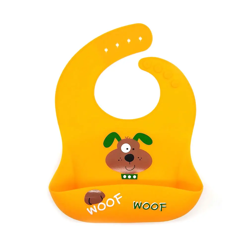 Водонепроницаемые мягкие детские силиконовые нагрудники с милым мультяшным принтом регулируемые для кормления детей