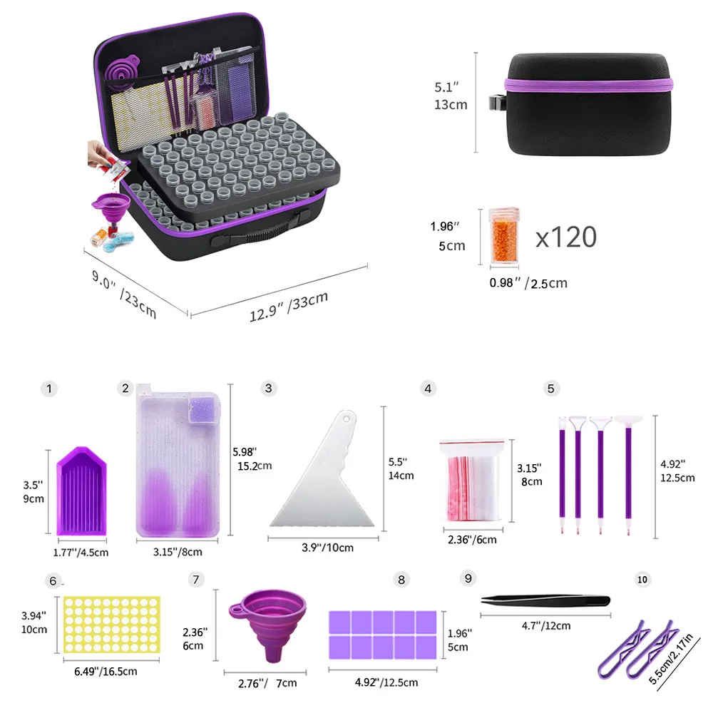 Histone 60/120/240 Grids Diamond Painting Bead Storage Boxes Large Capacity Set With Accessories Mosaic Container Bag Tool Kit