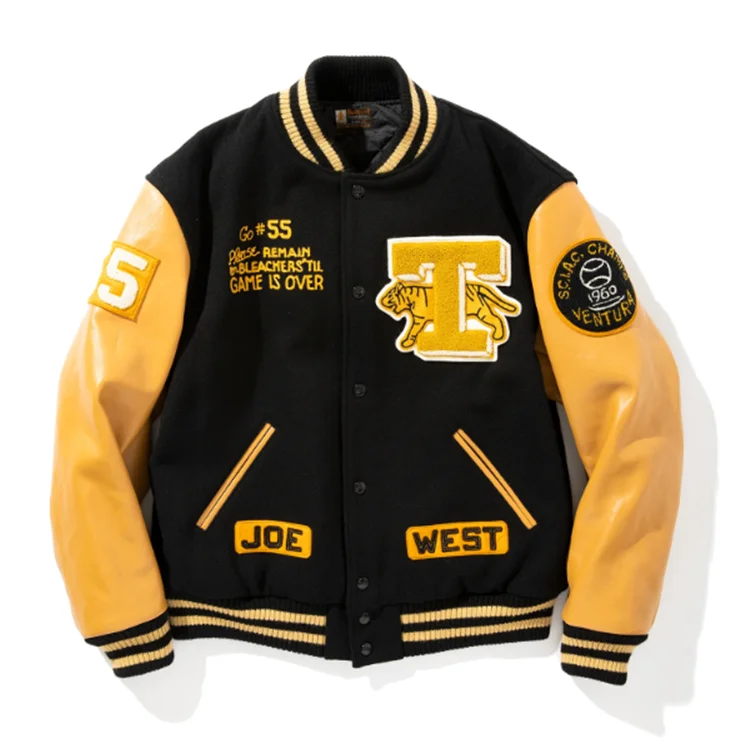 High Quality Custom Made Letterman baseball Bomber Jackets with Chenille Patches Embroidery Logo