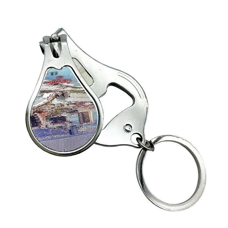Morocco souvenir metal keychain metal nail cutter with bottle opener souvenir keychain