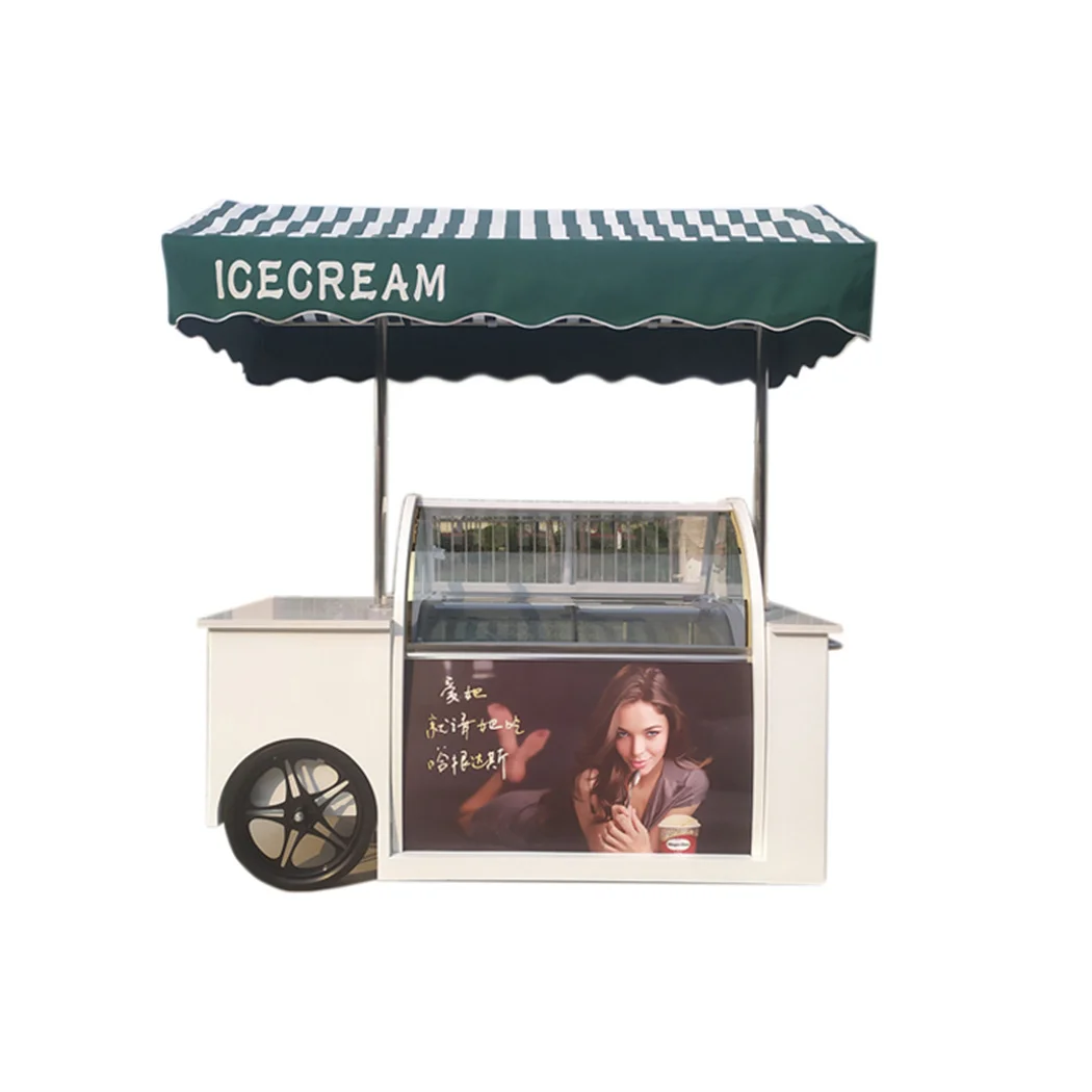 OEM mobile food cart selling juices and ice cream popsicle stainless steel outdoor food trailer cart fastfood vending