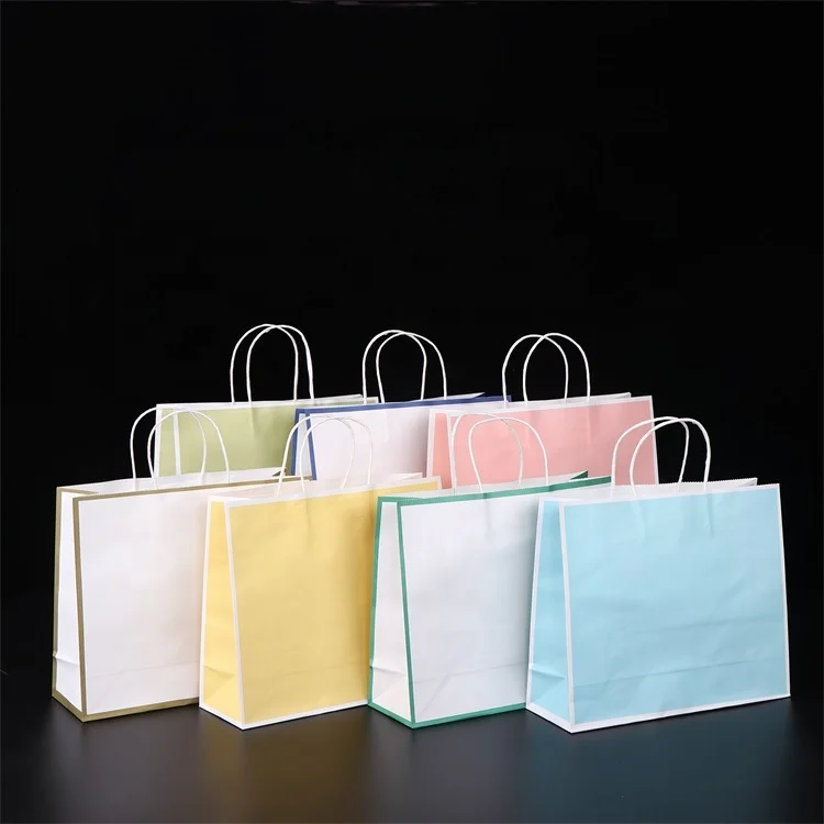 Manufacturer Direct Wholesale Support Custom Printed Your Own Logo White Brown Kraft Gift Craft Shopping Paper Bag With Handles