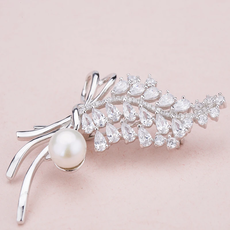 Fashion rhinestone pearl brooch pins silver jewelry brooches