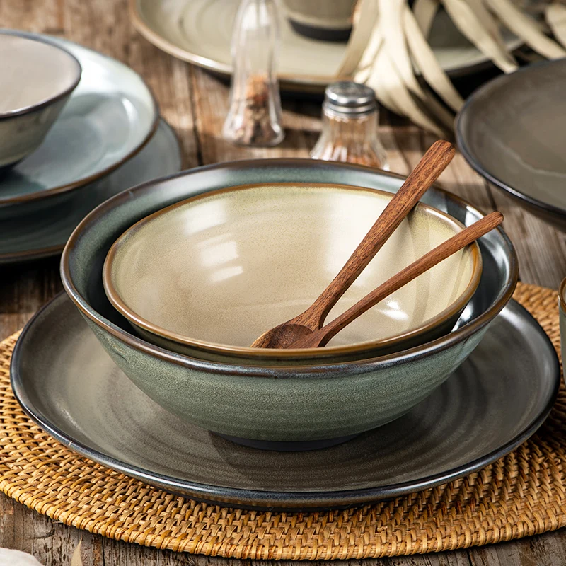 The themed restaurant casual ceramic hotelware dinnerware stoneware round salad dessert noodle ramen bowls set