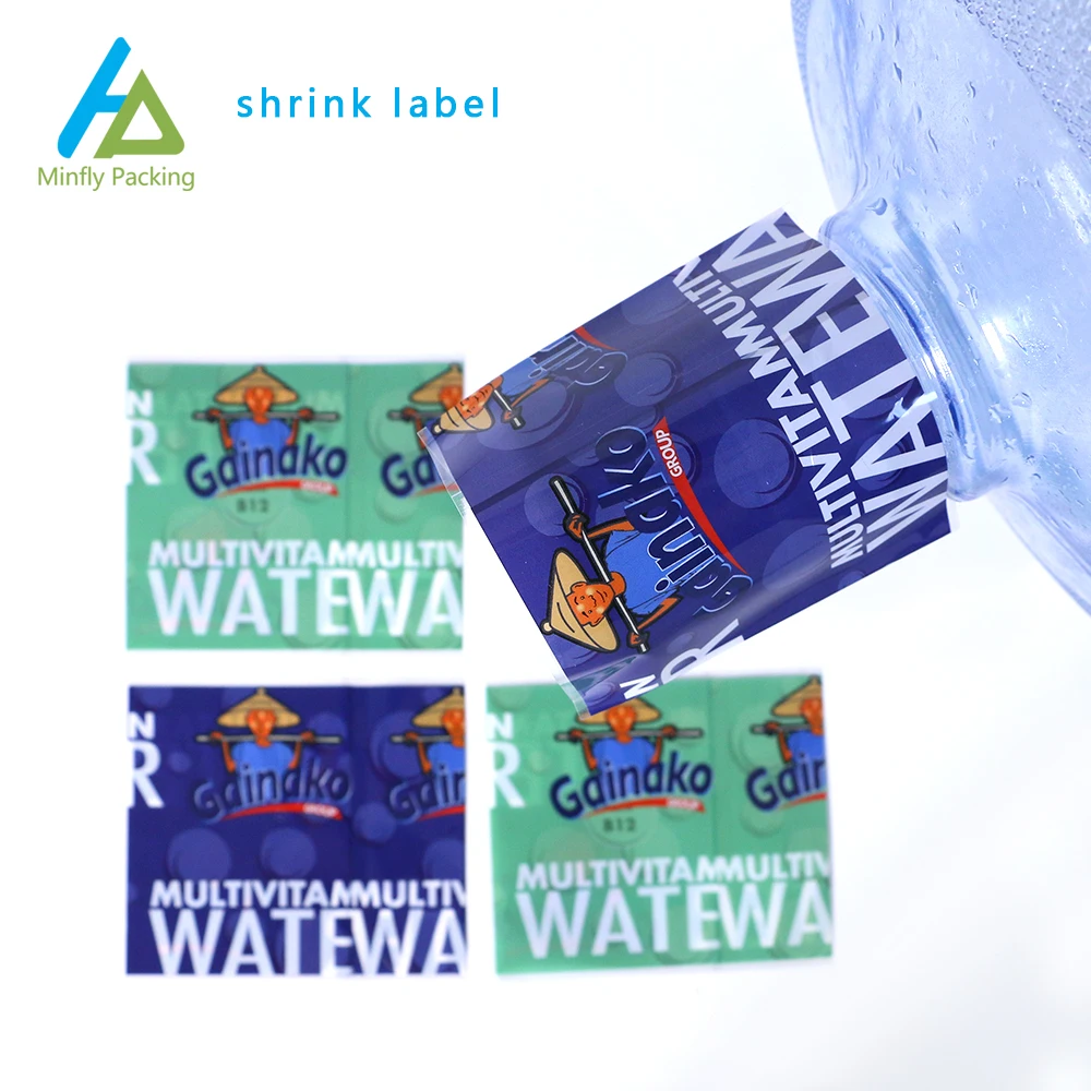 Minfly Digital Printing Custom Plastic PVC PET 5 Gallon Water Bucket Heat Shrink Seal Label for Bottle Cap