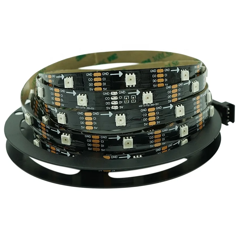 Customized CE RoHS Digital Multicolor Lighting 5v HD107S 30LED Rgb Tape LED Flexible Strip Light Addressable LED Strip