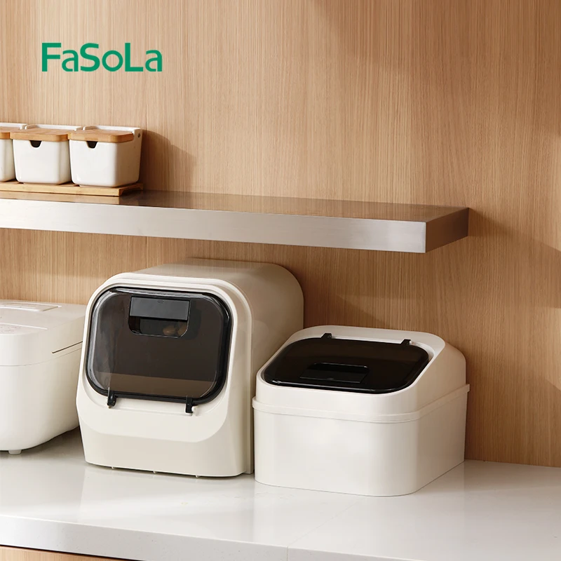 FaSoLa 5-10L Cabinet Rice Box with Scoop Large Plastic Food Storage Container Kitchen Dry Food Bin for Kitchen Pantry Cereal