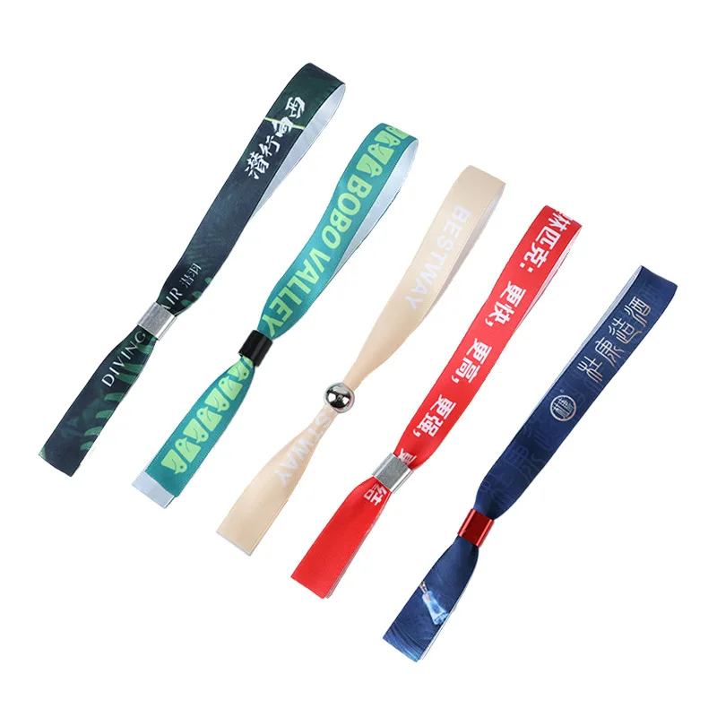 Party Custom Barrel Lock Wristbands Plain Fabric Festival Cloth Entrance Ticket Event Satin Wristband For Concert