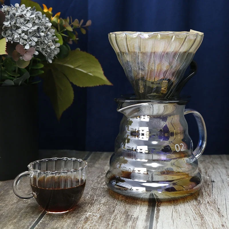 colorful  glass coffee pot  rainbow color pour over coffee maker