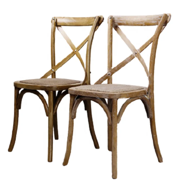 Popular nice solid wood dining stacking wedding X cross back wood chair for restaurant and wedding