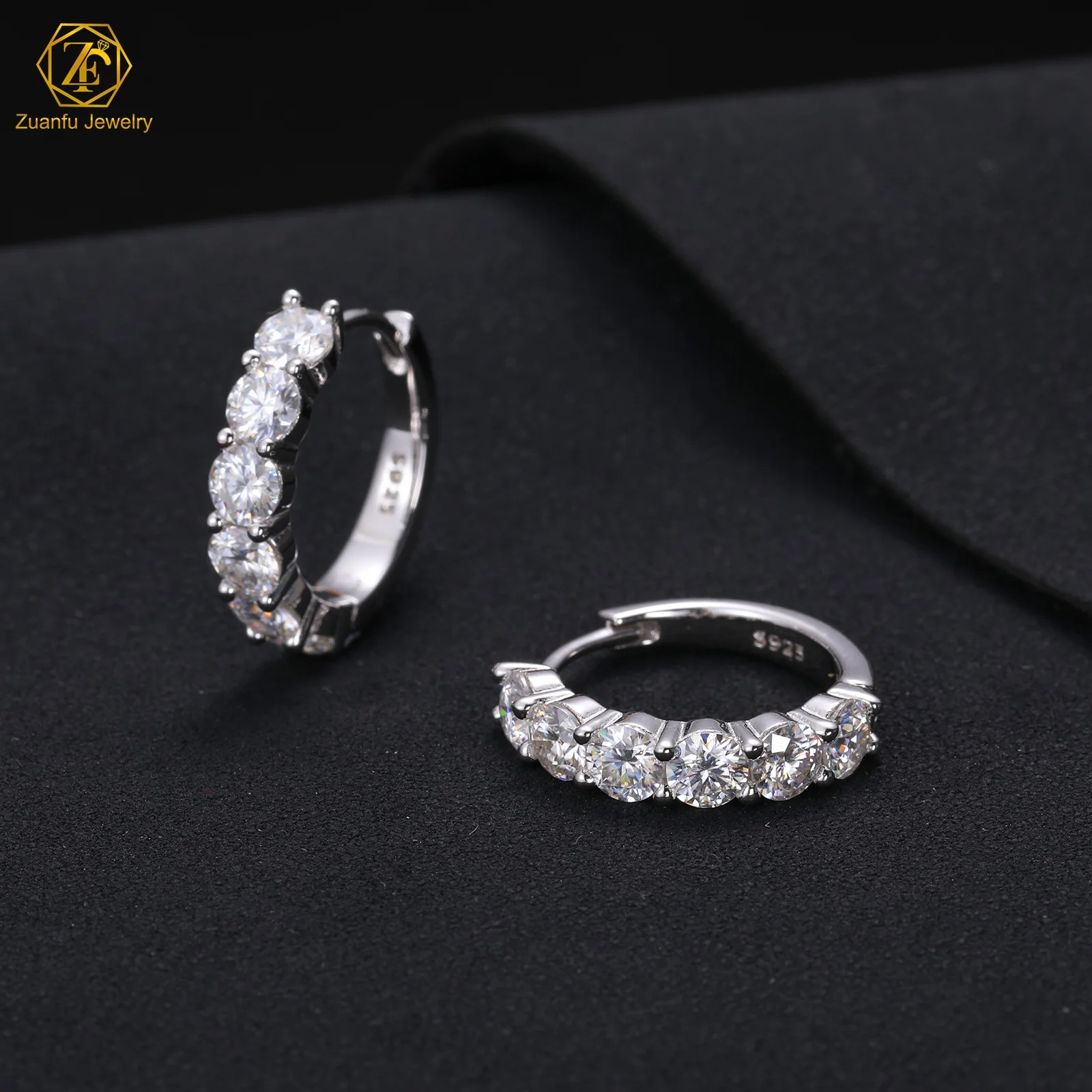 Pass Diamond Tester 18K Gold 925 Sterling Silver Hoop Earrings VVS Moissanite Diamond Ear Cuff Huggie Moissanite Earrings Women