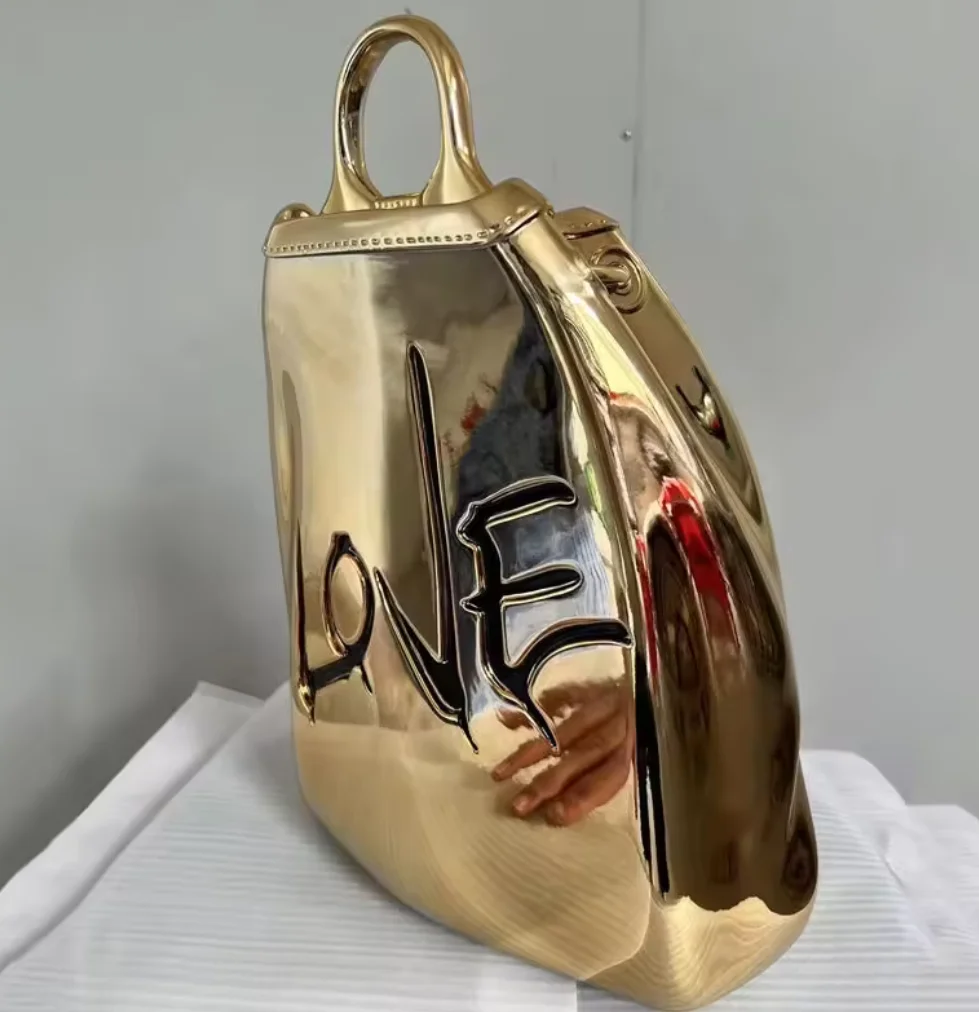 Modern Indoor Home Decor Folk Art Cone Statue Vase Resin Crafts Fiberglass Sculpture Electroplate Handbag Indoor Ornament Art