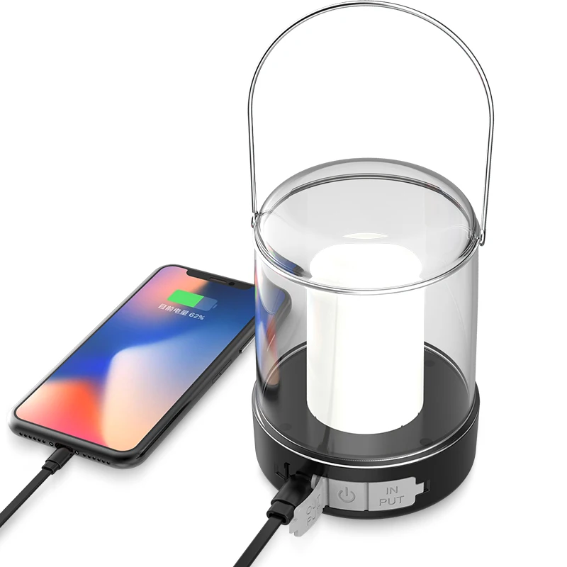 Type-C Retro Portable Lantern Outdoor Camping Kerosene Lamp Dynamic Flame Light Rechargeable Battery Powered LED Table Lamp