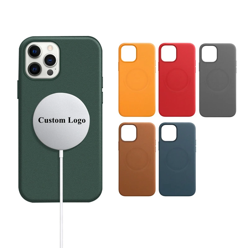 
OEM iphone12 wireless magnetic case Appl MagSaf liquid silicone phone case for 12 mini 12Pro Max PU leather protective cover 