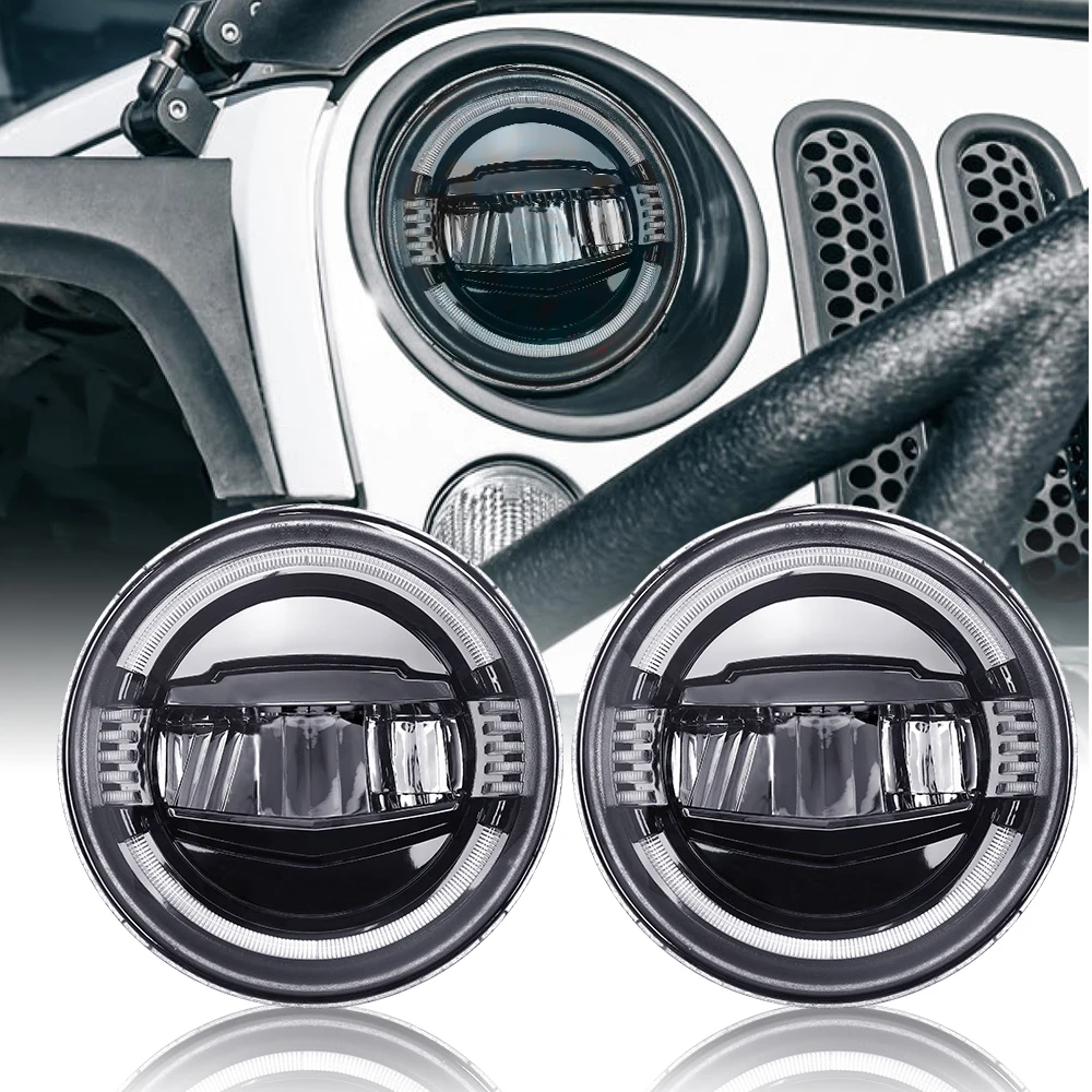 7Inch Headlight For Jeep Wrangler Jk 2007-2017 Hummer Driving Light Turn On A Touch Of Blue Drl Amber Light For Indian Thar Jeep