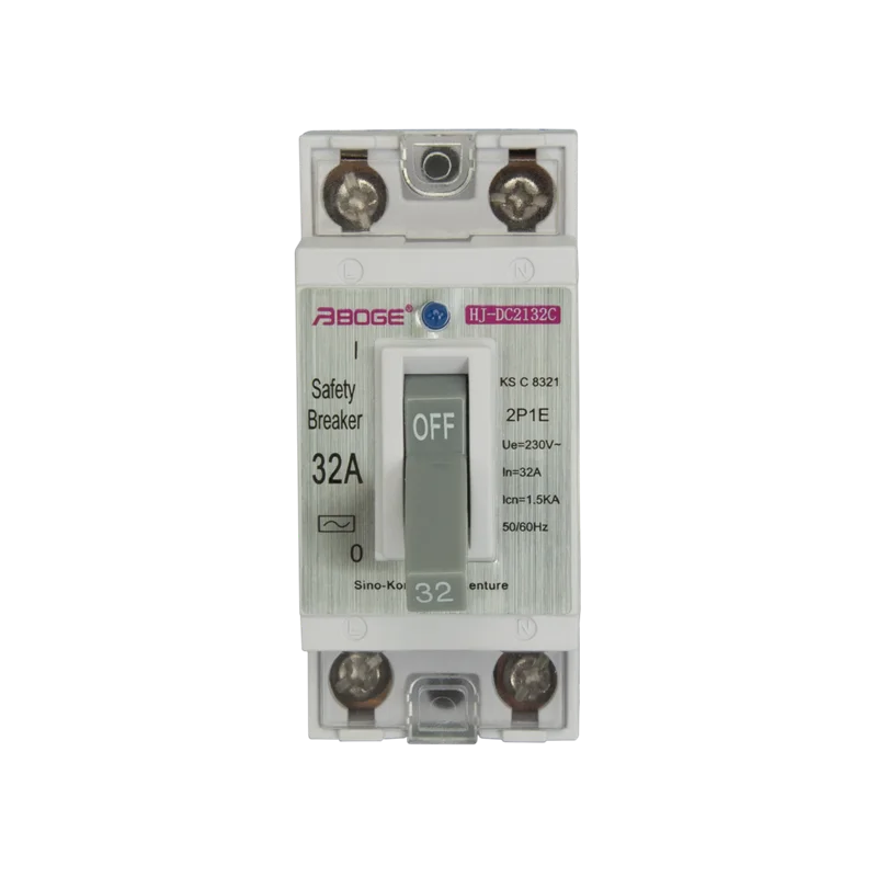 BOGE BMC Copper 10A 2P1E 2P2E Air Circuit Current Breaker Automatic Safety Breaker With LED Lamp