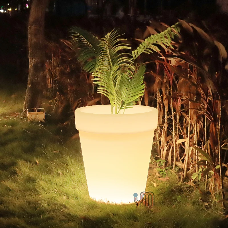 Large Outdoor Led Illuminated Flower Pot Planter