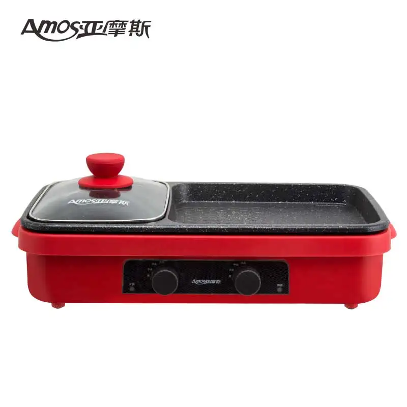  Korean barbecue enamel non-stick pan 2 in 1 electric cooker BBQ plate Smokeless baking