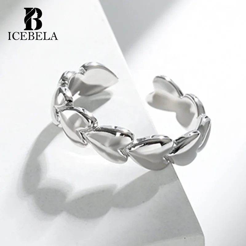 Wholesale Fine 925 Silver Jewelry Minimalist Custom Adjustable Korean Ring Peach Heart Beans 18K Gold plated Rings For Girls