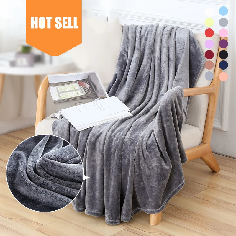 Wholesale Microfiber Flannel Throw Blanket Soft Pluffy Fleece Bed Throws Breathable Decorative Large Throw for Sofa