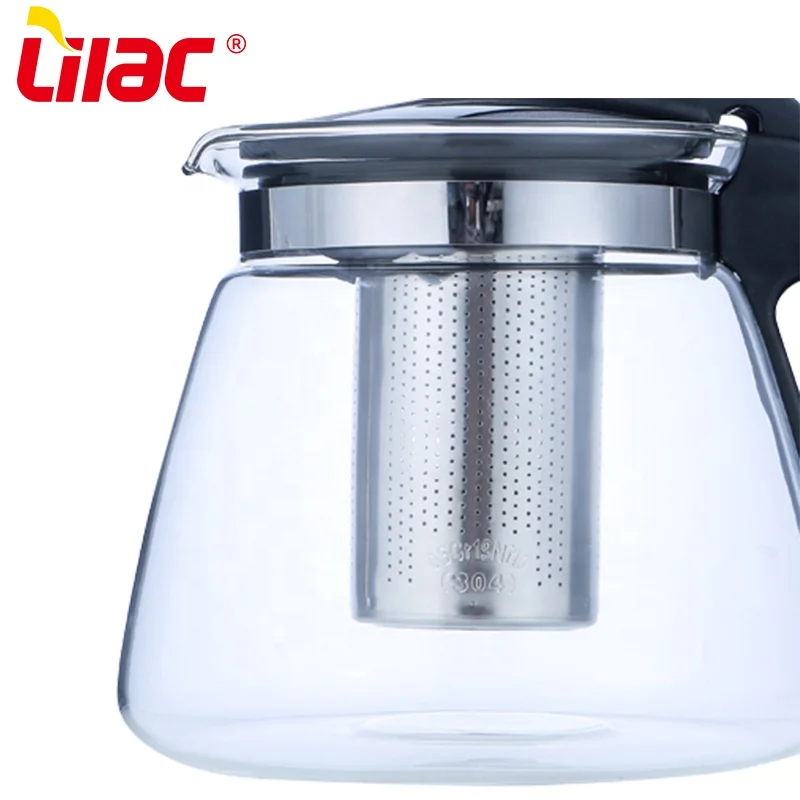 Lilac BSCI SGS LFGB 900ml 1100ml 1500ml glass tea pot heat transfer tea set kongfu glass teapot