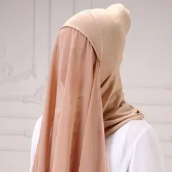 2021 new inner jersey bonnet caps headscarf plain instant chiffon hijab