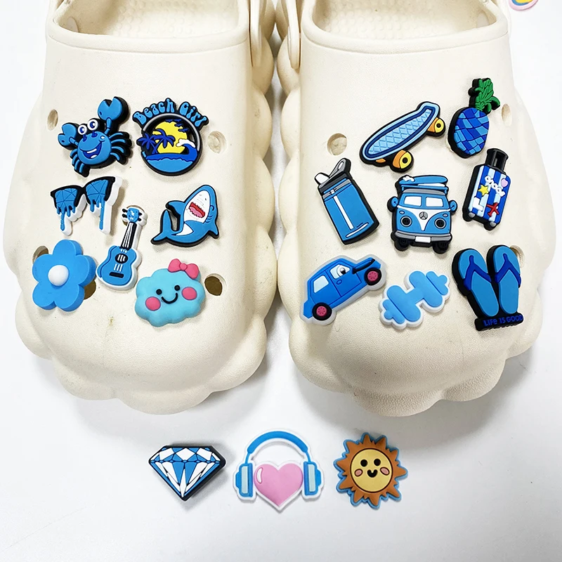 Wholesale a wide range of styles and types of unique blue line of custom designed soft pvc cartoon shoe charms