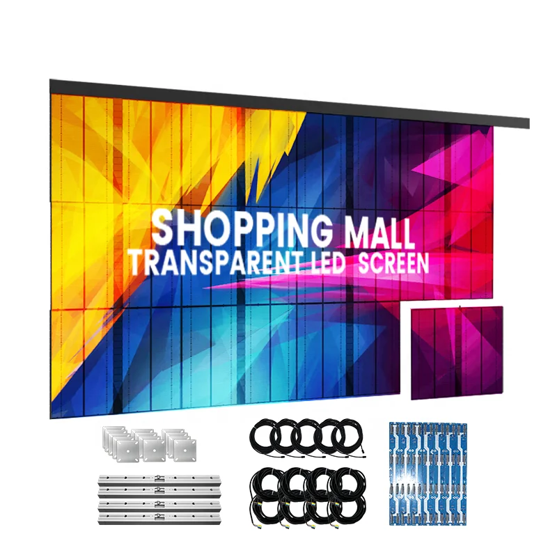 High Quality Shopping Mall Ceiling Hang Transparent Curtain Advertising Screen P3.91 High Brightness Pantalla Led Transparente
