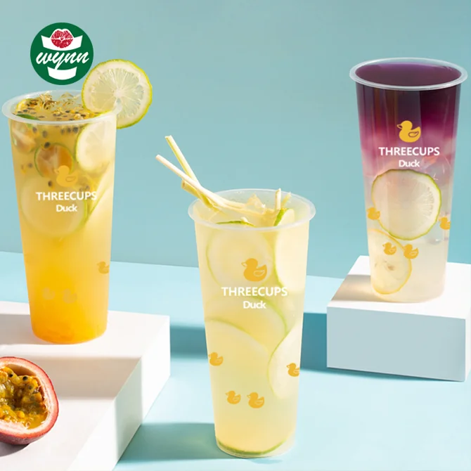 Customized disposable injection molding plastic cups with lid China Factory logo printable cup