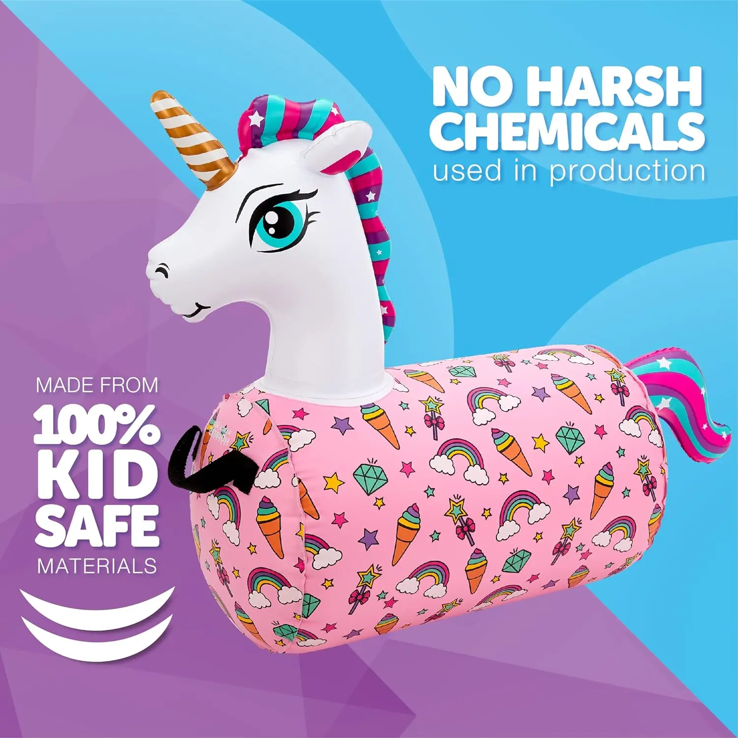 Hip Hopper Inflatable Hopping Animal Bouncer Fun Unicorn Ride-On for Kids