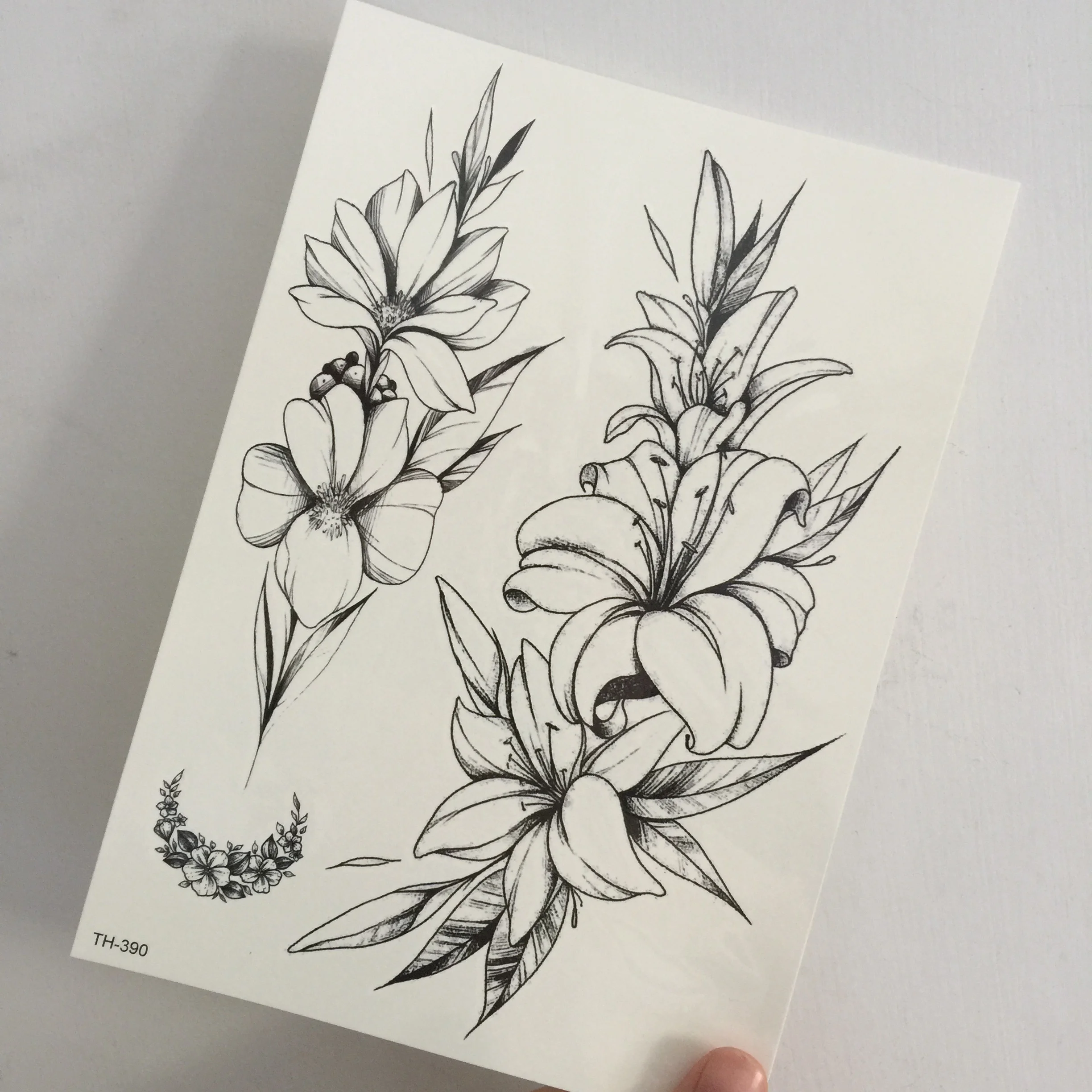 High Level Beautiful Black Tea Flower Removable Fashion Long Lasting Tribal Temporary Tattoo Sticker