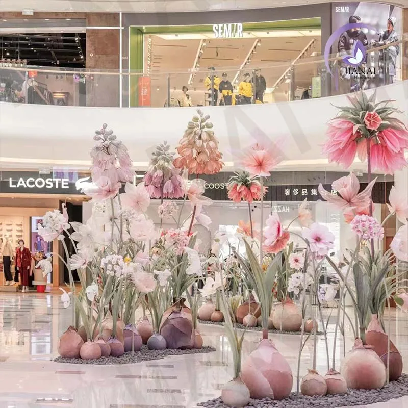 High Quality Wedding Leading Flora Giant Artificial Flower Poppy And Rose Mix Combination For Store Construction