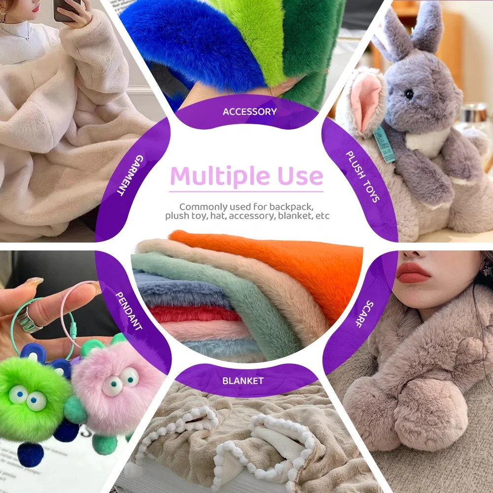 Artificial fur rabbit hair fabric 10mm polyester non elastic plush fabric