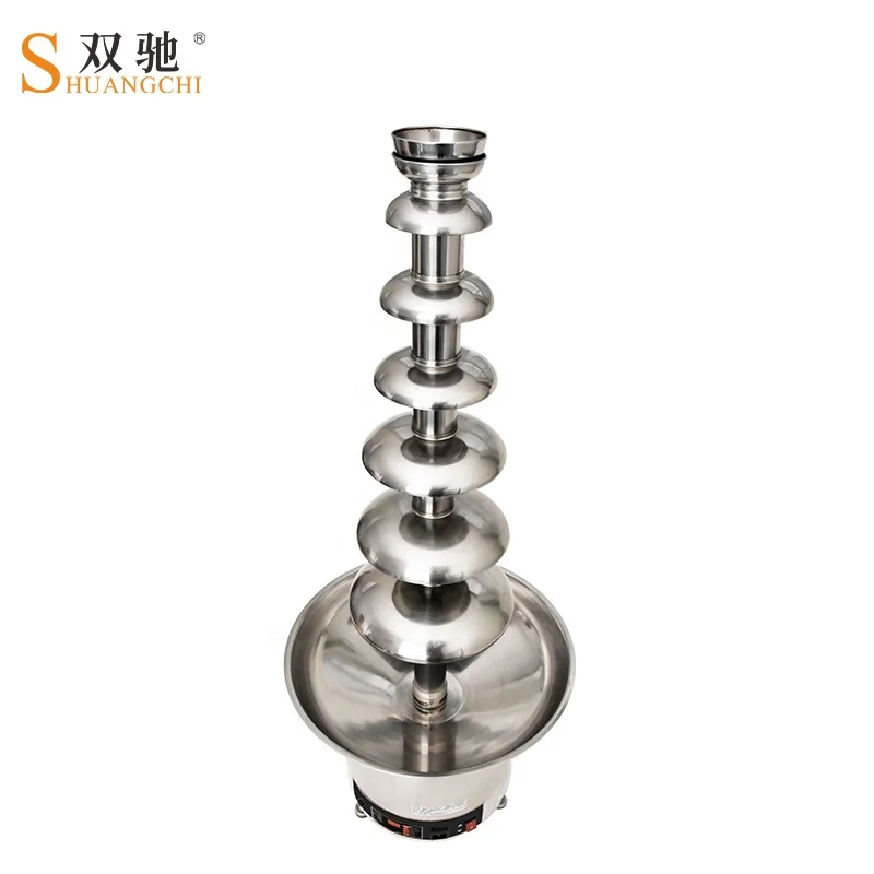 OEM Commercial large chocolate fountain 4 7 tiers stainless steel chocolate waterfall fountain with digital display panel (1600434472647)
