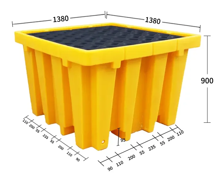 Высокое качество 1380x1380 поддоны для локализации разливов 4 барабана 1100 литров пластиковый поддон защиты от масла Hdpe липаллеты