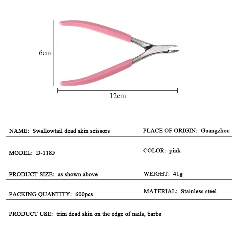 Lidan Professional Manicure Tools Stainless Steel Pink Handle Dead Skin Remover Cuticle Nail Clipper / Nail Nipper/Nail Cutter