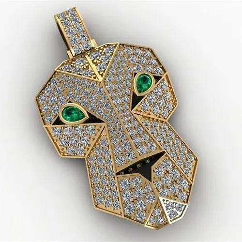 High Quality Zircon Copper Custom 14k Gold Pendant Panther Necklace Pendant Leopard Hiphop Jewelry Pendant