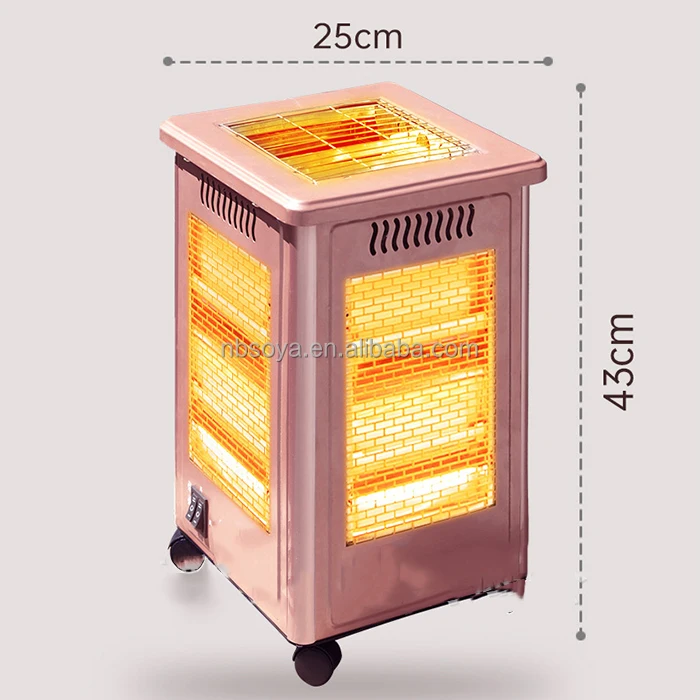 Portable Quartz Heater 2000W 5 Sides with barbeque Electrical Quartz Heater 5 face for hotel camping with BBQ plate rose gold