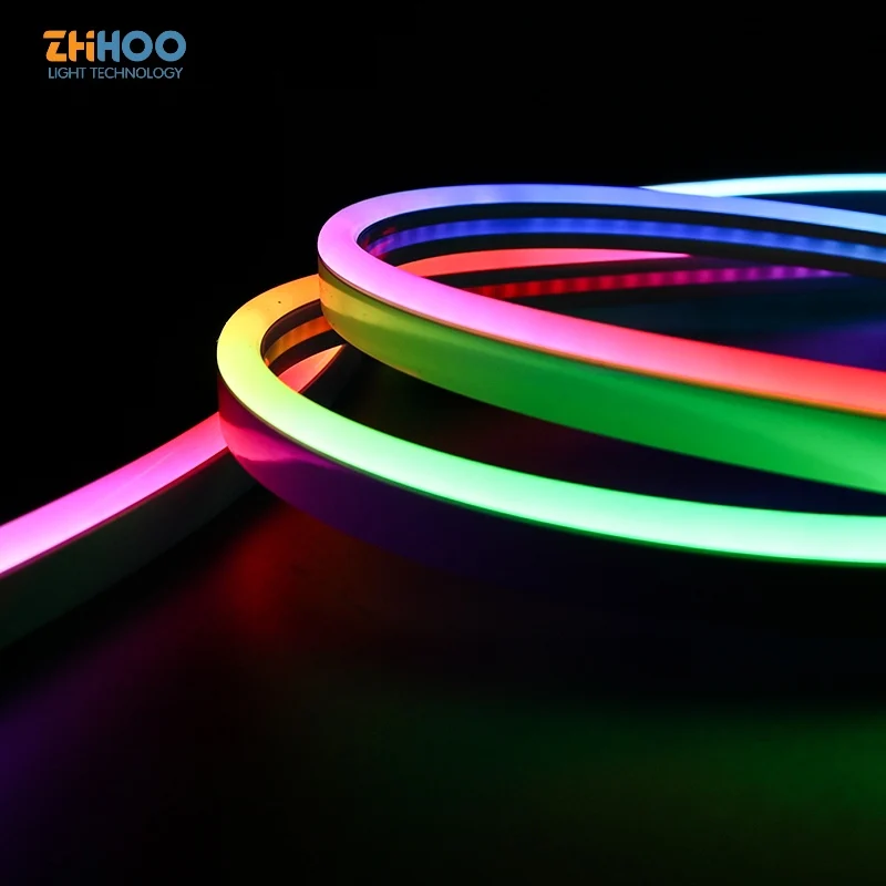 24 В светодиодный силиконовый Rgb неоновый ленточный светильник Ip67 водонепроницаемый гибкий плоский свет веревочный