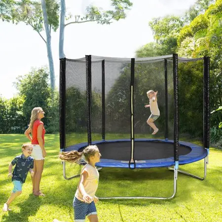 12FT коммерческие наружные игровые наборы Профессиональная круглая детская парка фитнес прыжки батут кровать со страховочной
