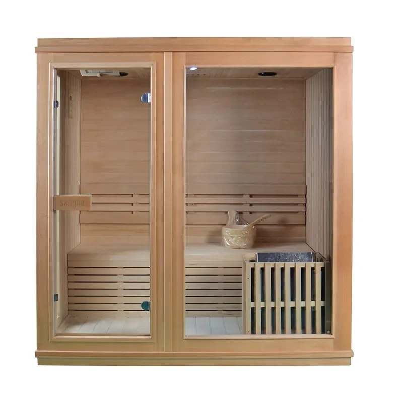 Traditional Dry Sauna Luxury Indoor Steam With Sauna Room Wet Steam Computer Control Panel 2 Person For Sale