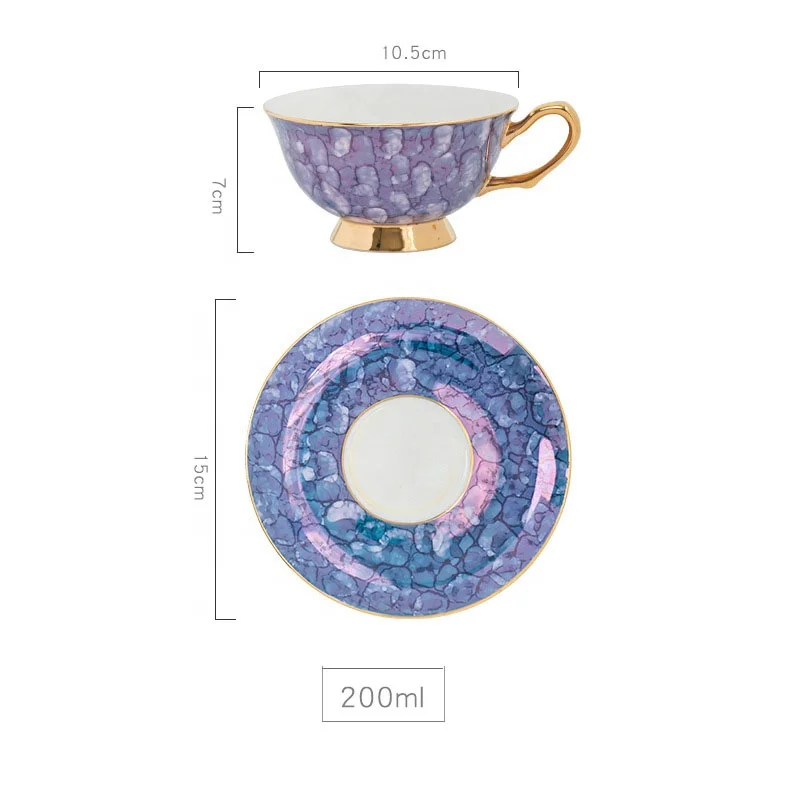 European household drinkware bone china coffee cup set English afternoon tea flower tea porcelain cup and saucer with holder