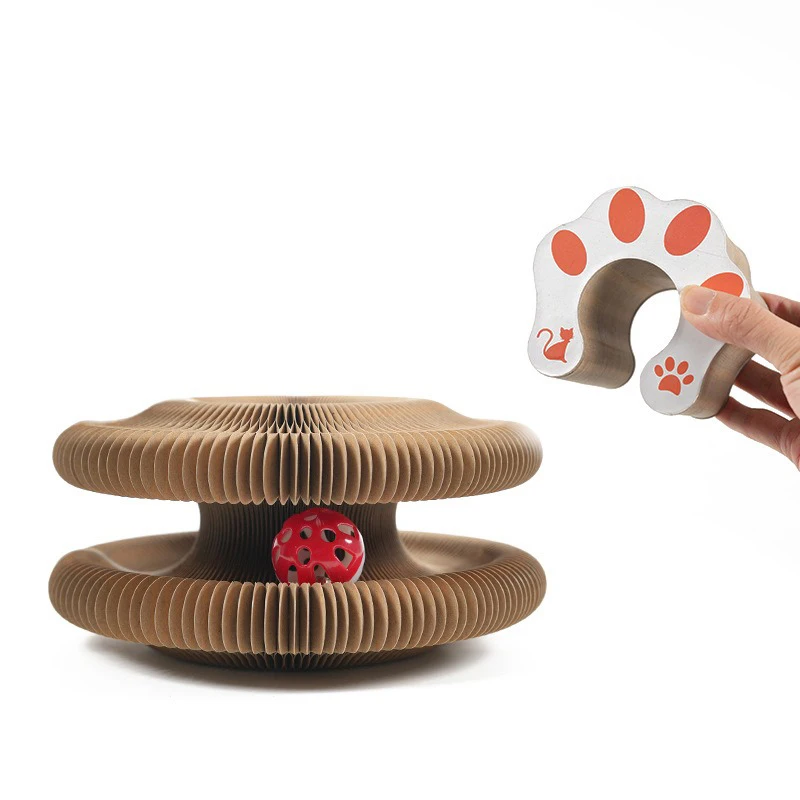 JOYPET Scratch-Resistant Corrugated Paper Cat Scratch Board with Bell Grinding Claw Climbing Frame Pet Toy
