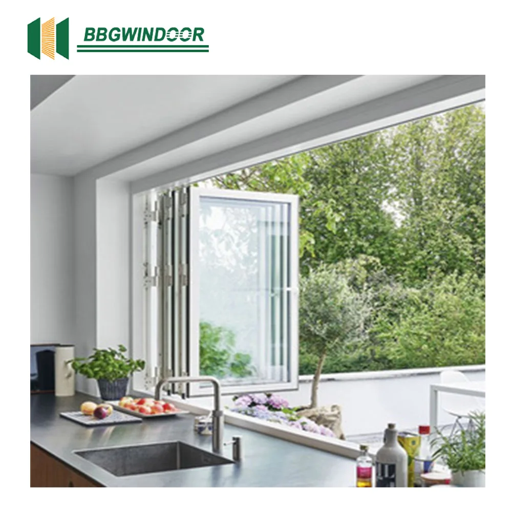 Lukliving Heat Insulation Exterior Balcony Folding Window Horizontal Bi Fold Windows Sound Insulation Folding Windows Lowe Glass